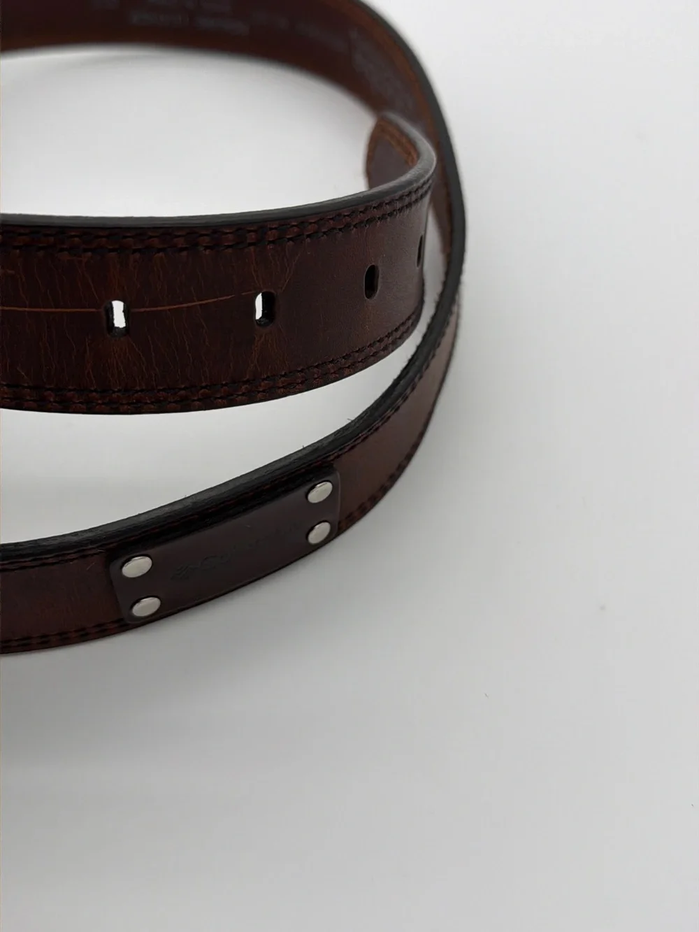 Columbia Dark Brown Leather Belt with Silver Buckle
